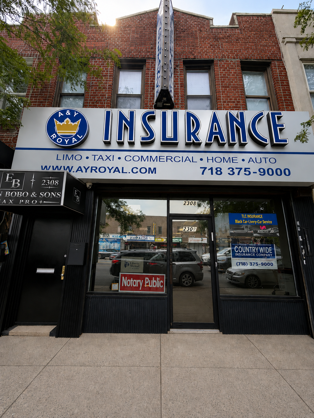 Entrance to the A&Y Royal Insurance office in Brooklyn